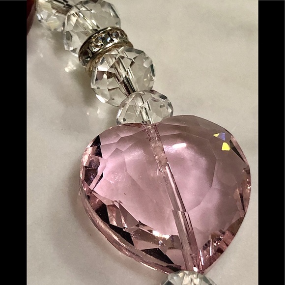 Red & Pink Cut Glass with beads - Picture 3 of 7